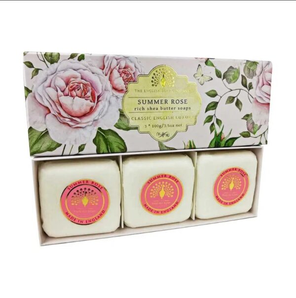 Summer Rose Boxed Soaps 300gr van The English Soap Company